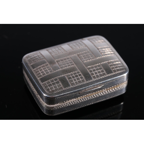 116 - Georgian antique silver vinaigrette of cushioned rectangular shape with incised simulated woven stra... 