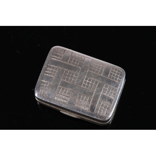 116 - Georgian antique silver vinaigrette of cushioned rectangular shape with incised simulated woven stra... 