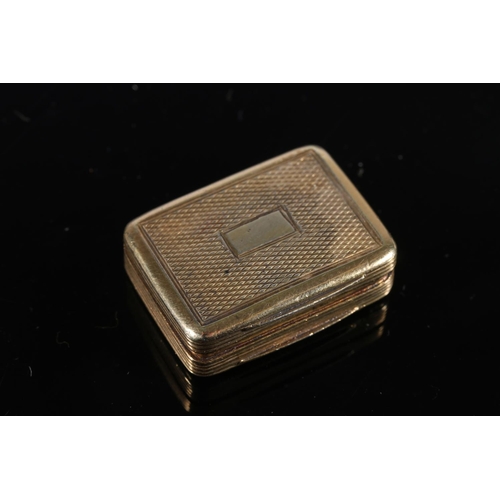 118 - Georgian antique silver gilt vinaigrette or rectangular form with engine turned decoration, by Ledsa... 