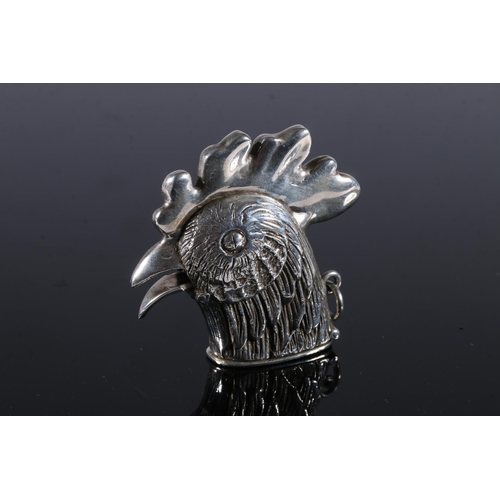 67 - Continental novelty silver vesta box in the form of a cockerel's head, stamped '925' and makers mark... 