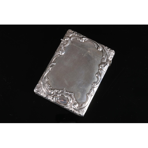 76 - Edwardian Art Nouveau period antique silver card case of rectangular form the borders decorated with... 