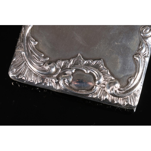 76 - Edwardian Art Nouveau period antique silver card case of rectangular form the borders decorated with... 