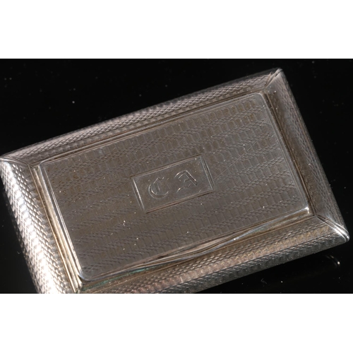 90 - William IV antique parcel gilt silver snuff box of squat stepped cushion form with all over engine t... 