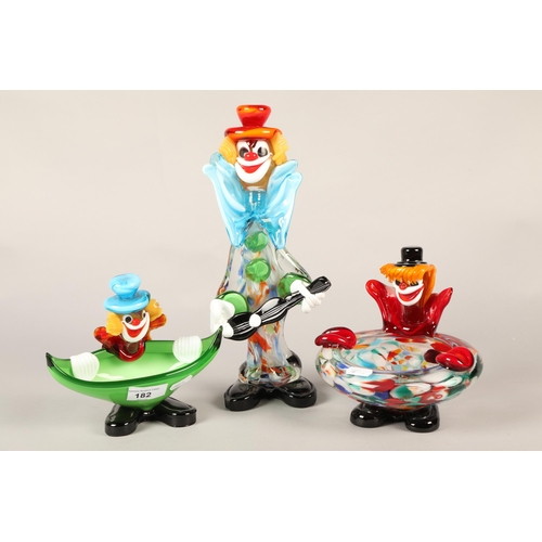 182 - Three pieces of Murano glass in the form of clowns