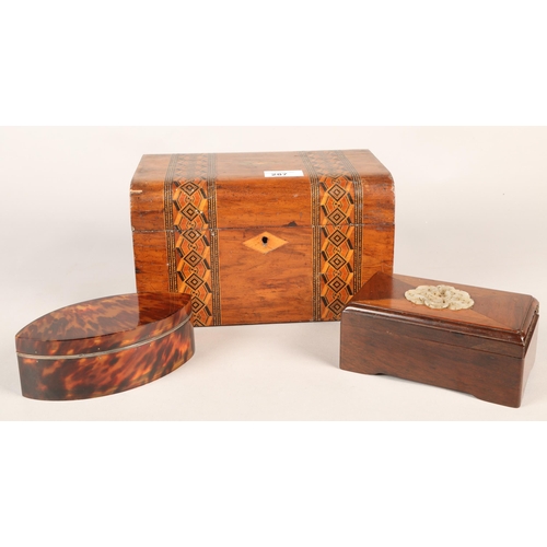 287 - Middle Eastern-style inlaid jewellery box and two other boxes