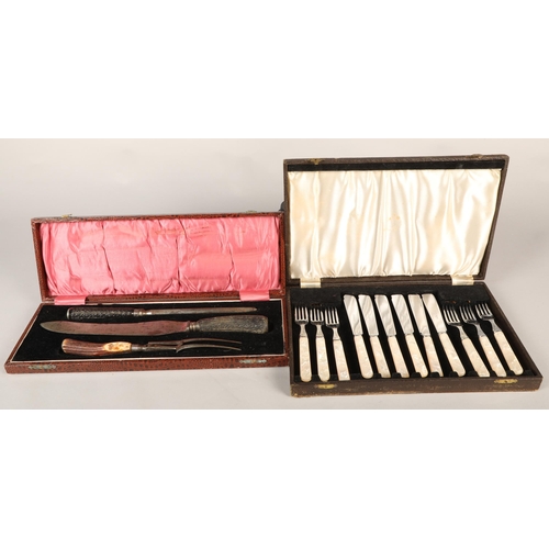 297 - Canteen of fish cutlery and boxed carving set