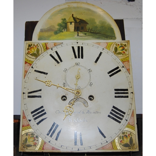 195 - 19th century Lancashire inlaid mahogany and oak eight day longcase clock, the 13½in painted dial ins... 