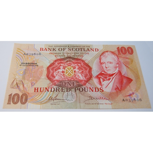 169 - Bank of Scotland uncirculated £100 banknote from the Walter Scott series, 133-2, issued September 6,... 