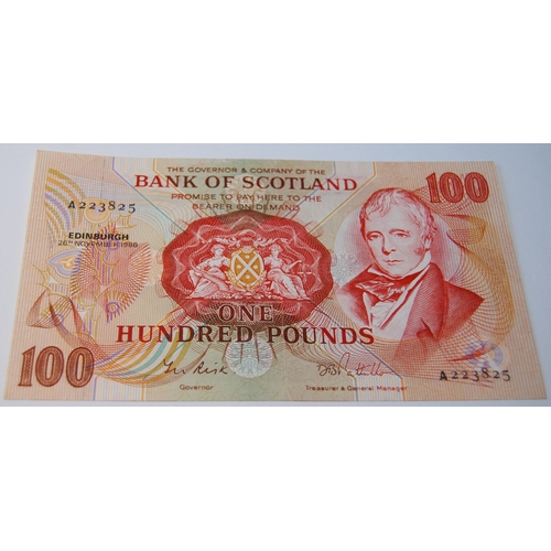 172 - Bank of Scotland uncirculated £100 banknote from the Walter Scott series, 133-5, issued November 26,... 