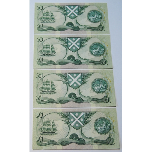 175 - Four Bank of Scotland uncirculated £1 banknotes from the Walter Scott series, 129-6, issued December... 