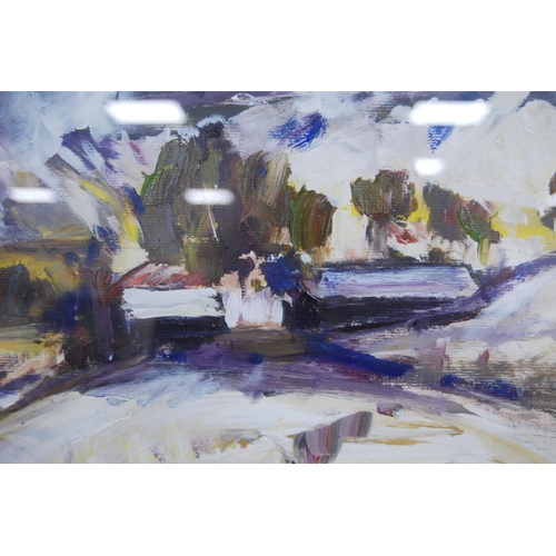 328 - Jean Thomson (Scottish)Sneddon's View, CairngormSigned, acrylic on board, 57cm x 82cm.Label verso fo... 