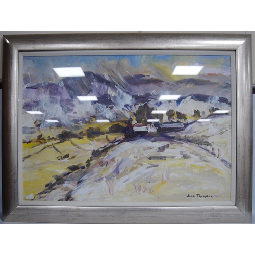 328 - Jean Thomson (Scottish)Sneddon's View, CairngormSigned, acrylic on board, 57cm x 82cm.Label verso fo... 