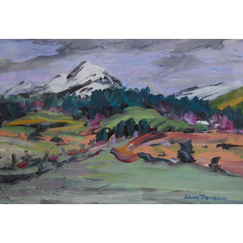 340 - Jean Thomson (Scottish)Ben Lomond in WinterSigned, acrylic on board, 36.5cm x 52cm.Label verso with ... 