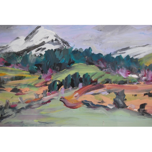 340 - Jean Thomson (Scottish)Ben Lomond in WinterSigned, acrylic on board, 36.5cm x 52cm.Label verso with ... 