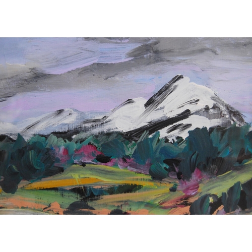 340 - Jean Thomson (Scottish)Ben Lomond in WinterSigned, acrylic on board, 36.5cm x 52cm.Label verso with ... 