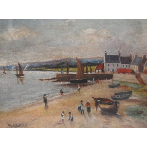 342 - W Glass (British)Figures on the beachSigned, oil on canvas, 20.5cm x 28.5cm.... 