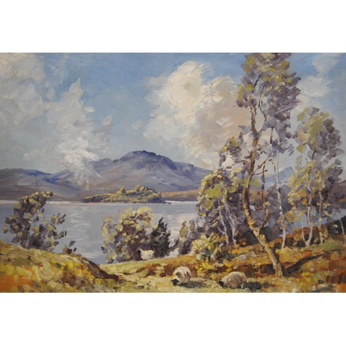 352 - Tom Campbell (Scottish, 1865 - 1943)Loch Ken, northern end facing towards New GallowaySigned, oil on... 