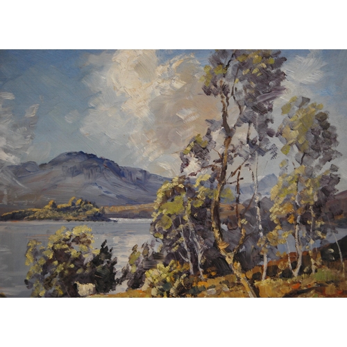 352 - Tom Campbell (Scottish, 1865 - 1943)Loch Ken, northern end facing towards New GallowaySigned, oil on... 