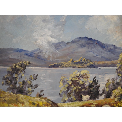 352 - Tom Campbell (Scottish, 1865 - 1943)Loch Ken, northern end facing towards New GallowaySigned, oil on... 