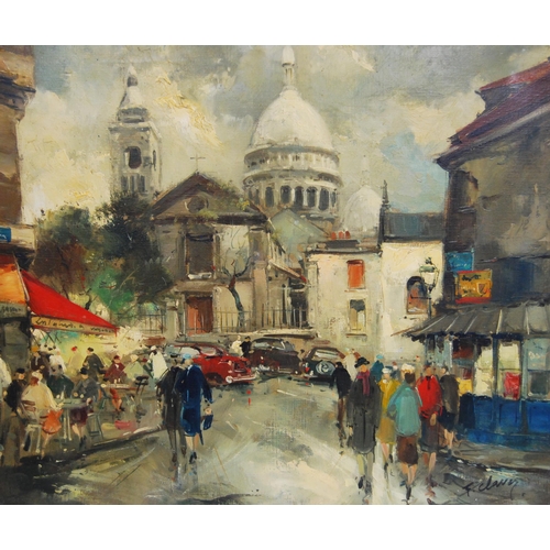 354 - Francois Claver (French, fl. 1918 - 1961)Place du Tertre, ParisSigned, oil on canvas, 48cm x 59cm.  ... 