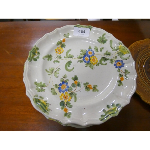 464 - Four antique floral plates and another.