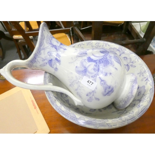 477 - Large washbowl and jug set