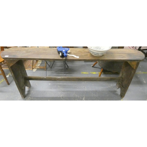 479 - Large pine vintage school bench