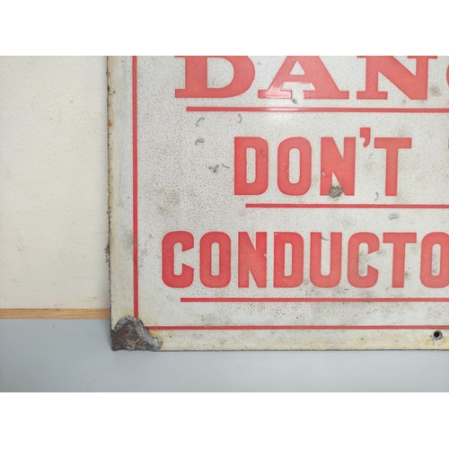 434 - Southern Railway enamel sign, red lettering on a white ground, inscribed ''Southern Railway Don't To... 