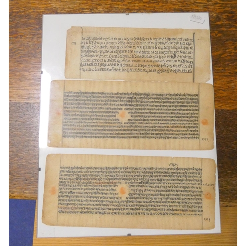 283 - Sanskrit Texts.  3 old Sanskrit manuscript leaves, text to both sides. 4