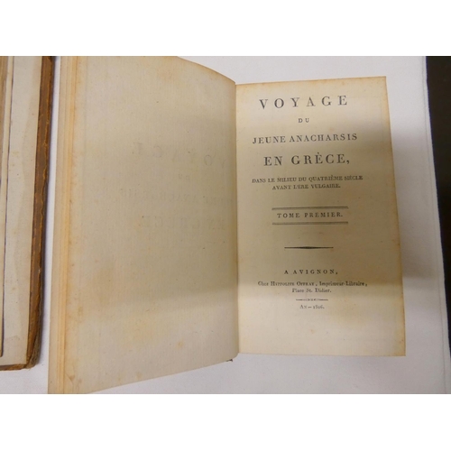 288 - ANACHARSIS.  Voyage du Jeune Aanacharsis en Grece. 9 vols. 12mo. Old diced calf, wear &... 