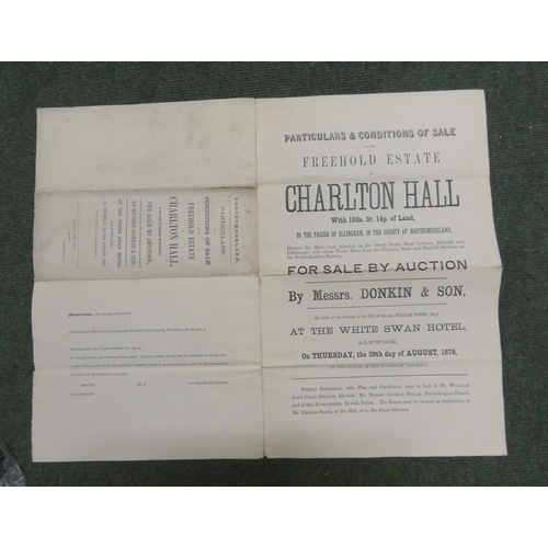 76 - Documents - Ephemera - Northumberland.  1878. Sale particulars with large plan 22