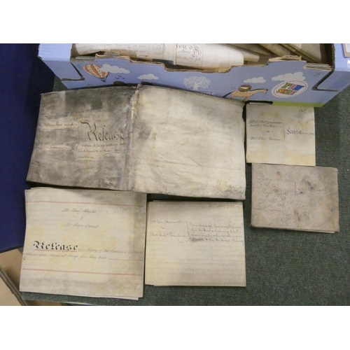 84 - Documents - Ephemera - Lancashire.  Early 19th century. Deeds, leases, etc. on vellum rela... 