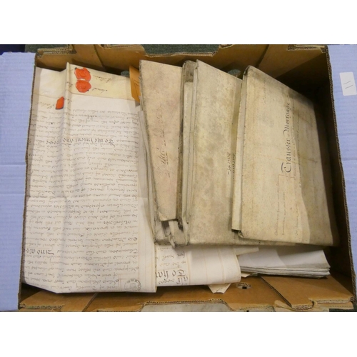 84 - Documents - Ephemera - Lancashire.  Early 19th century. Deeds, leases, etc. on vellum rela... 