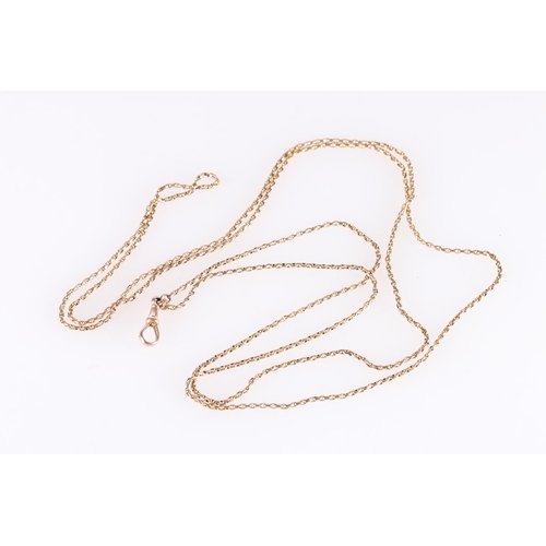 520 - Long cable chain 9ct gold necklace or albert chain, the lobster clasp marked ACC 9ct with a further ... 