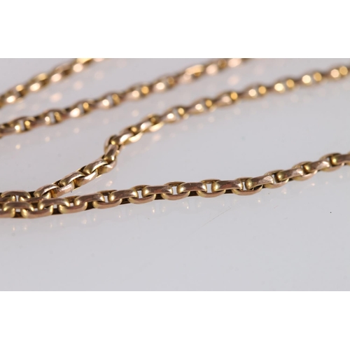 520 - Long cable chain 9ct gold necklace or albert chain, the lobster clasp marked ACC 9ct with a further ... 