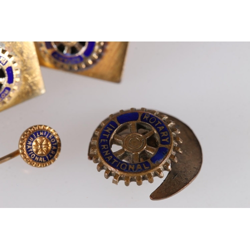 528 - Pair of silver gilt and enamel Rotary International cufflinks together with a matching gilt metal la... 