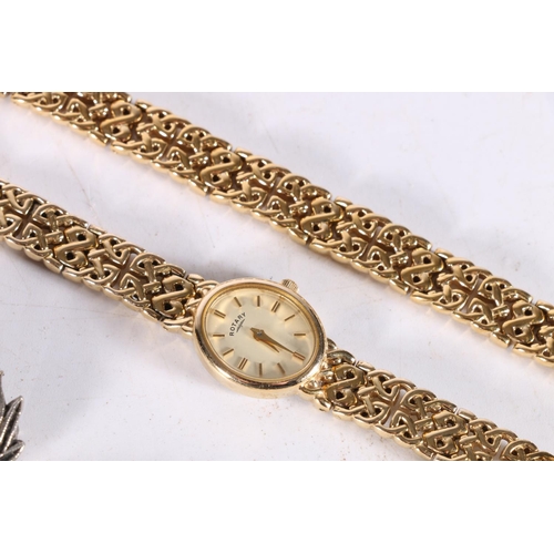 544 - Costume jewellery including dress watches, brooches, boutonniere lapel holder etc. (qty)