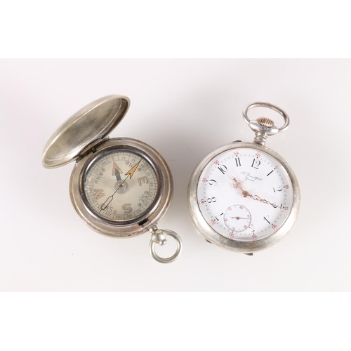 547 - A Frankfeld of Geneva Swiss silver pocket watch with subsidiary seconds together with a compass in w... 