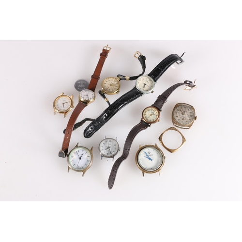 549 - Nine wristwatch and wristwatch heads including Ingersoll, Timex etc.