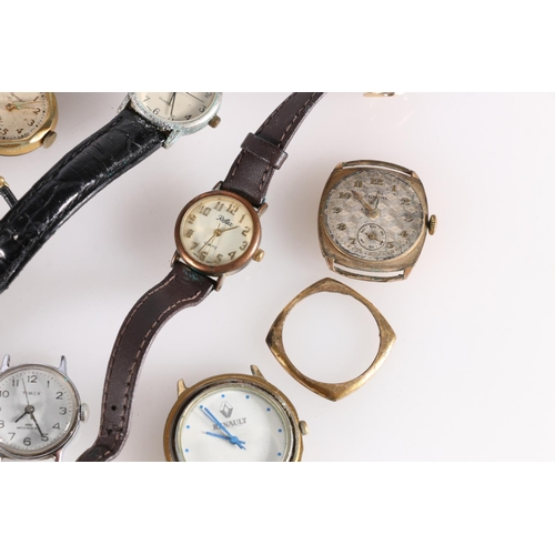 549 - Nine wristwatch and wristwatch heads including Ingersoll, Timex etc.