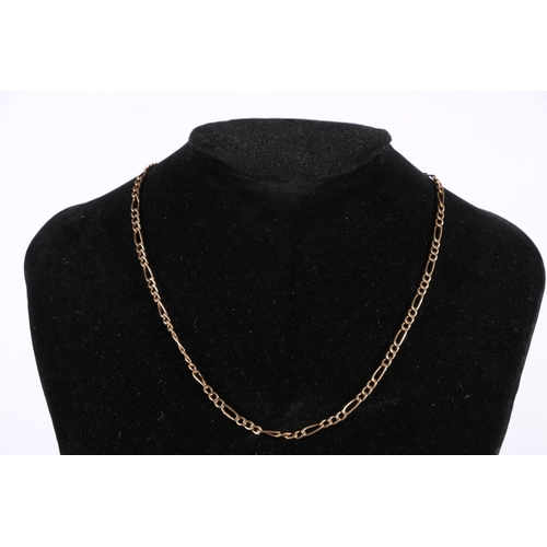 558 - 9ct gold Figaro chain necklace, total L46cm, 2.6g