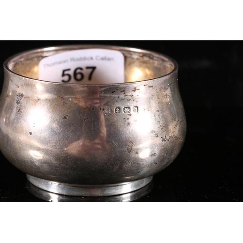 567 - Hallmarked silver table pot, H4.5cm, 75g