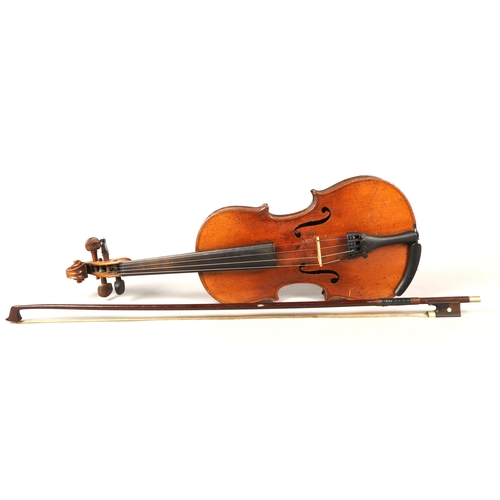 361 - German violin, length of back: 31cm, with bow in case