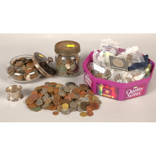 363 - Variety of coins including Kroners, American cents, Churchill commemorative crown, with silver and t... 