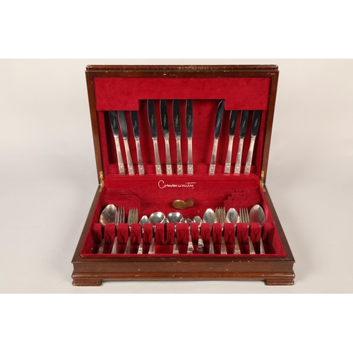 367 - Walnut cased canteen of silver plated cutlery