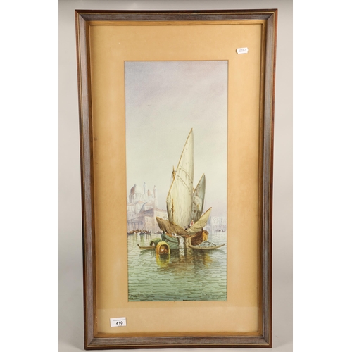 410 - Anton Purigini, (Italian 19th/20th century)Grand Canal Venice, signed 58 x 24 cm ( 79 x 45 cm includ... 