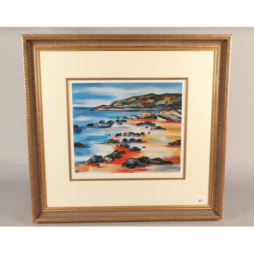 423 - Judith Bridgeland 'Croy bay' limited edition 53/875, signed, 48 x 42 cm ( 82 x 77 cm including frame... 