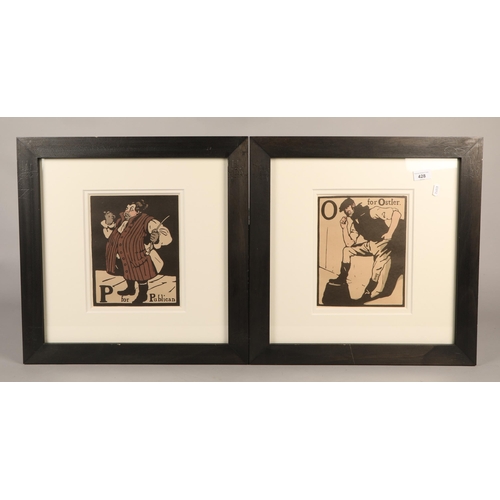 428 - Sir William Nicholson (1872 - 1949), four framed prints including 'E for Earl' and 'P for Publican',... 