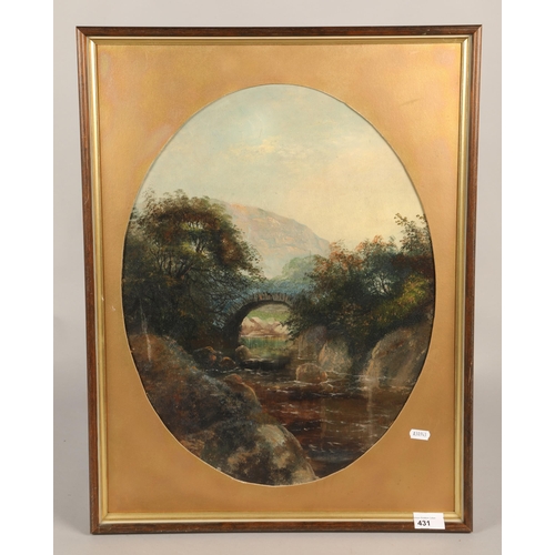 431 - Attributed to J.F. Herring, oil on board, rural scene depicting bridge and stream (possibly Arran), ... 