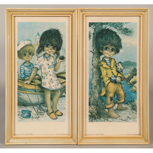 439 - Three framed prints to include a boy, a girl & rail scene